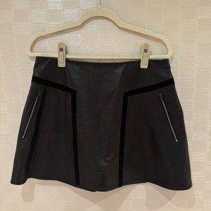 Rag & Bone Lambskin Leather and Suede A-line Mini Skirt Black Size 8